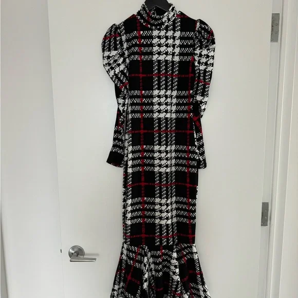 SHEIN Plaid High Neck Long Sleeve Dress - Picture 2 of 6